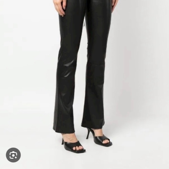Women’s 7 For All Mankind Faux Leather Black Straight Leg Pants Size Small NWT - Picture 3 of 4